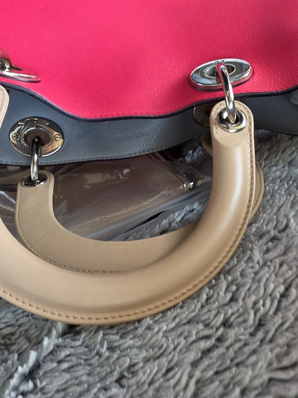 Dior Pink and Beige Leather Top-Handle Tote